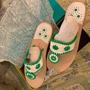 Jack Rogers White Neon Kelly Green New size 7.5